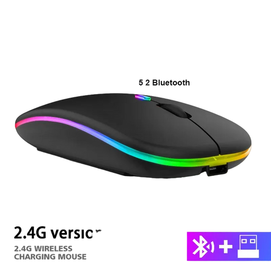 Rechargeable Bluetooth Wireless Mouse with 2.4GHz USB RGB 1600DPI