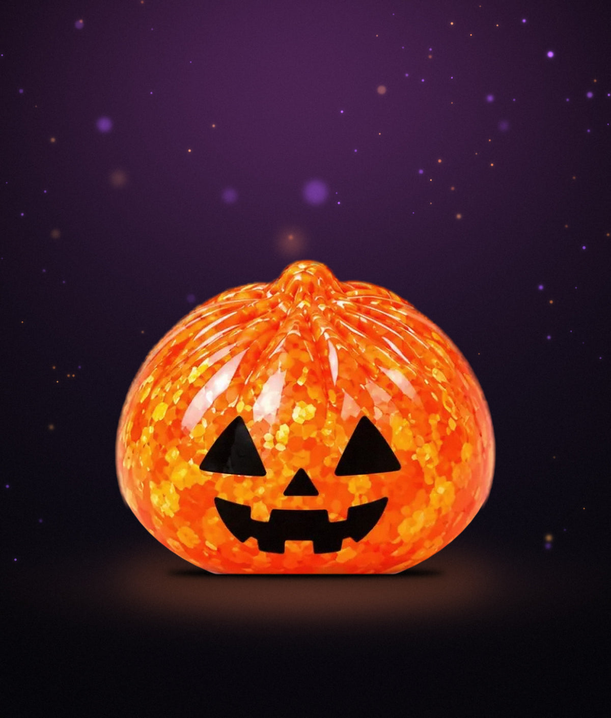 Halloween Squishy Dumpling mit Glitzer, Kürbis-Motiv