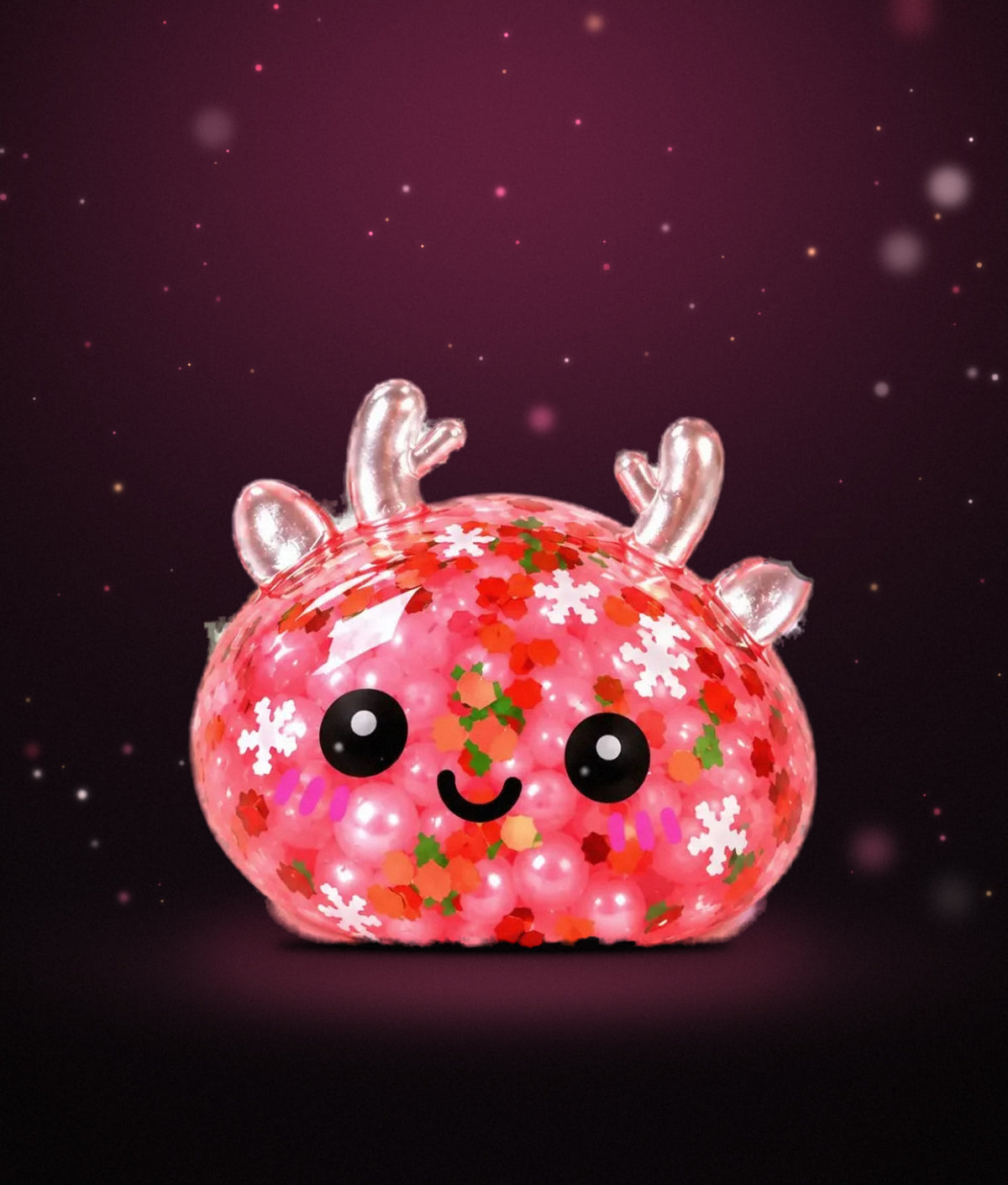 Rentier Squishy mit Perlen und Glitzer